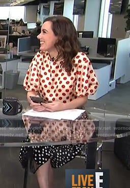 Melanie's polka dot puff sleeve top and skirt on Live from E!