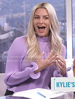 Morgan's purple cropped top with ruffled cuffs on E! News Daily Pop
