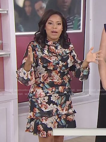 Sheinelle's black floral tiered dress on Today