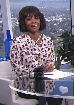 Zuri's white rose print top on E! News