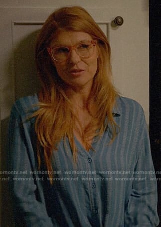 Abby's blue striped tie-front shirt on 9-1-1