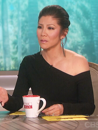 Julie's black off shoulder dress on The Talk