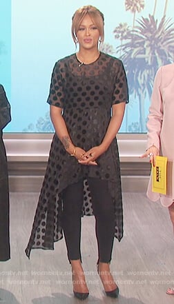 Eve's black polka dot top on The Talk