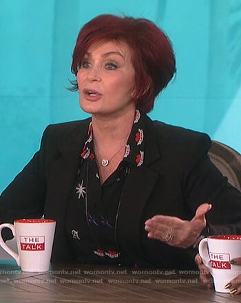 Sharon's black tattoo print shirt on The Talk