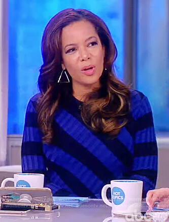 Sunny's blue and black striped ribbed dress on The View
