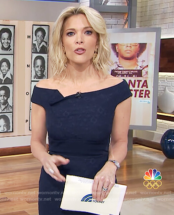 Megyn's blue textured off shoulder dress on Megyn Kelly Today