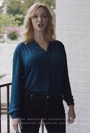 Beth's blue silk blouse on Good Girls