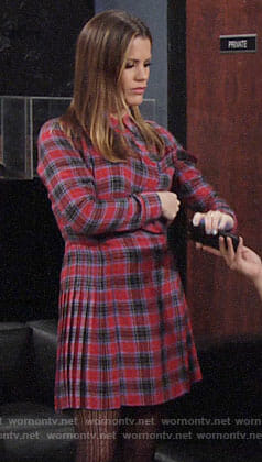 Chelsea's red plaid shirtdress on The Young and the Restless