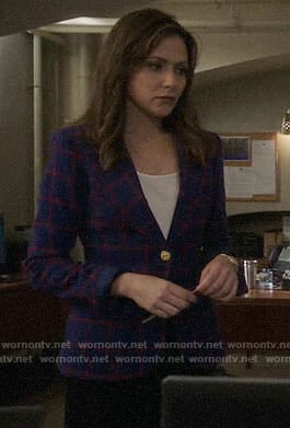 Emily's blue and red windowpane check blazer on Designated Survivor