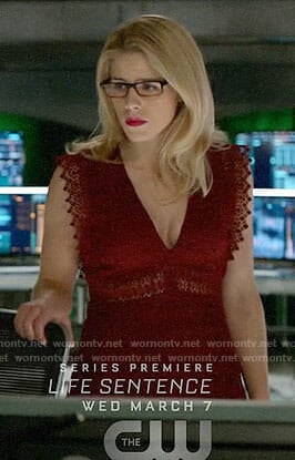Felicity's red lace dress on Arrow