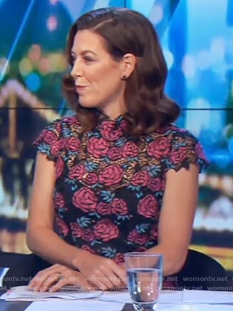 Gorgi's floral lace dress on The Project
