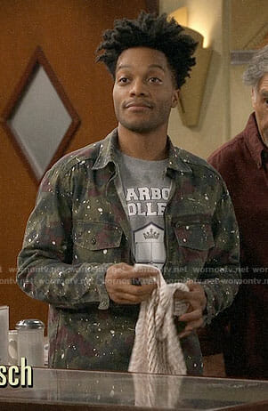Franco's paint splattered camo jacket on Superior Donuts