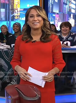 Ginger's red lace sleeve dress on Good Morning America