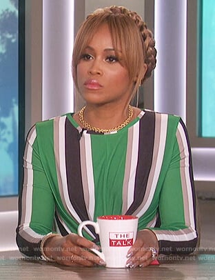 Eve's green striped dress on The Talk