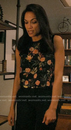 JR's floral sleeveless top on Jane the Virgin