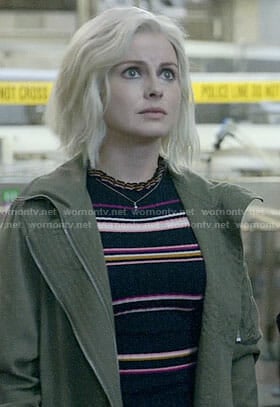 Liv's striped top with ruffle neck on iZombie