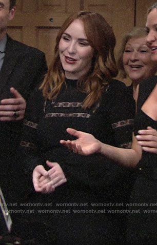 Mariah's black lace inset dress on The Young and the Restless