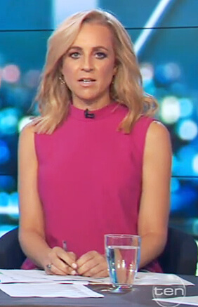 Carrie's pink sleeveless top on The Project