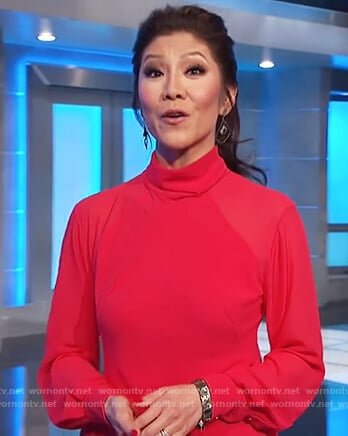 Julie's red mock neck dress on Celebrity Big Brother