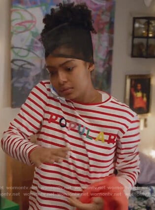 Zoey's striped popular long sleeve t-shirt on Grown-ish
