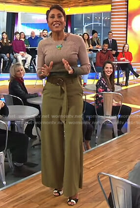 Robin's ombre sweater and belted wide-leg pants on Good Morning America