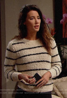 Steffy's striped textured sweater on The Bold and the Beautiful