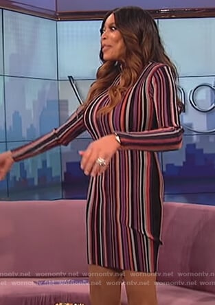 Wendy's multicolored stripe dress on The Wendy Williams Show
