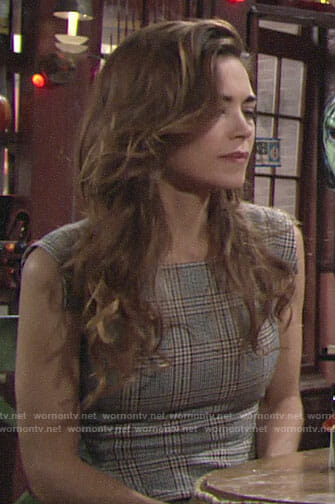 Victoria's plaid sheath dress on The Young and the Restless
