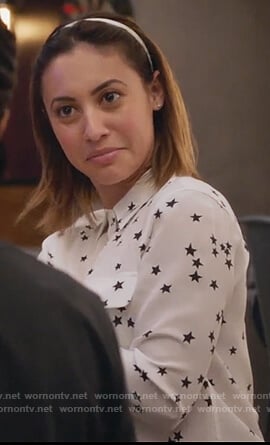 Ana's white star print shirt on Grown-ish