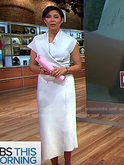Alex's white knit wrap dress on CBS This Morning