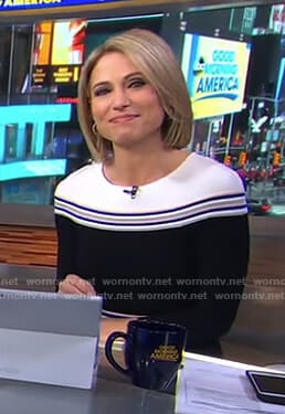 Amy's black striped dress on Good Morning America