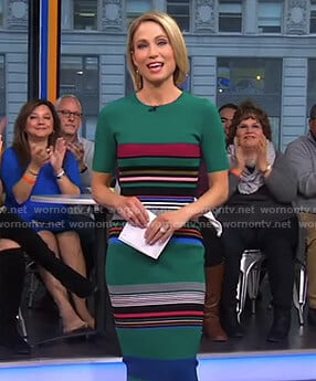 Amy's green striped dress on Good Morning America