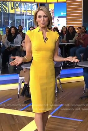 Amy's yellow v-neck dress on Good Morning America