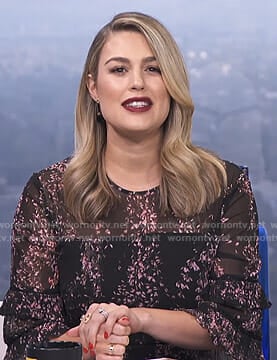 Carissa's black floral ruffled dress on E! News Daily Pop