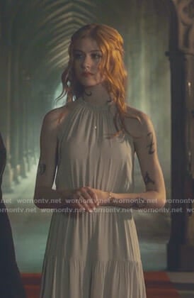 Clary's grey gathered halter neck dress on Shadowhunters