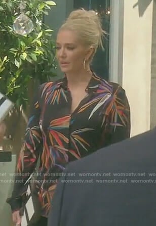 Erika's black bamboo print shirt on The Real Housewives of Beverly Hills
