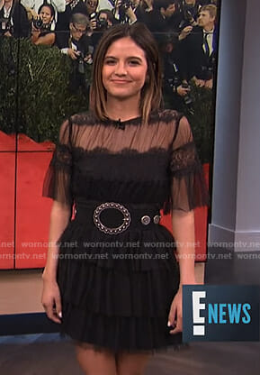 Erin's black tiered mini dress on E! News