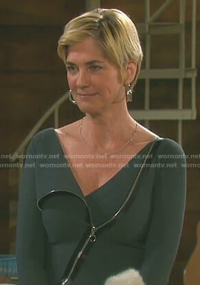 Eve's grey zip-front dress on Days of our Lives