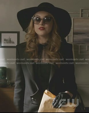 Fallon's black coat with satin lapels on Dynasty