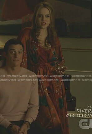Fallon's red floral robe on Dynasty