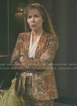 Kate's tapestry printed suit on Days of our Lives