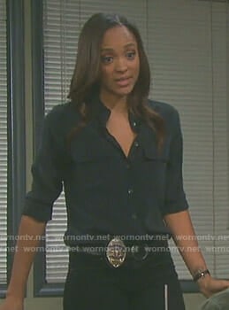 Lani's black button down shirt on Days of our Lives