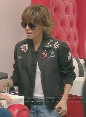 Lisa's black embellished bomber jacket on The Real Housewives of Beverly Hills