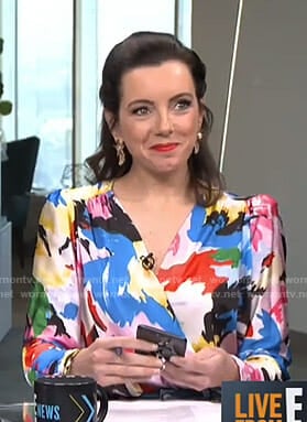 Melanie's multicolored wrap top on Live from E!