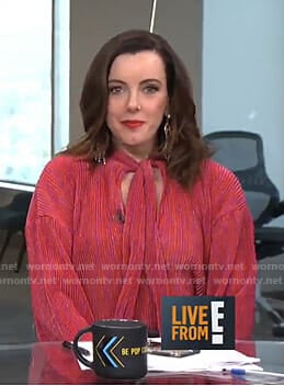 Melanie's red pleated tie neck top on Live from E!