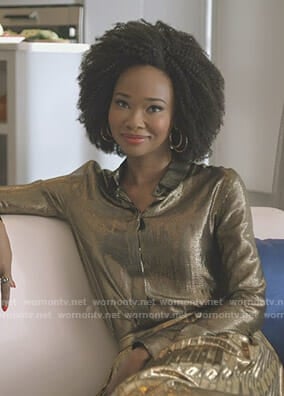 Monica's metallic blouse on Dynasty