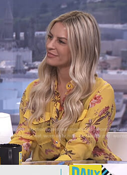Morgan's yellow floral blouse on E! News Daily Pop