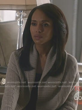 Olivia's grey cable knit shawl cardigan on Scandal