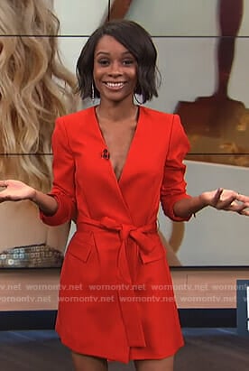 Zuri's red wrap blazer dress on E! News