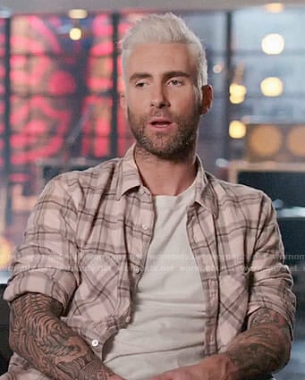 Adam Levine's pink plaid shirt on The Voice